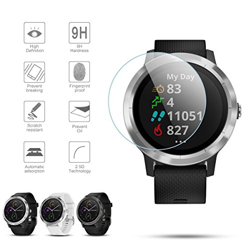 Image of Diruite 4-Pack for Garmin Vivoactive 3 Tempered Glass Screen Protector (Not Fit for Vivoactive 3 Music) [Anti-Scratch] [Perfectly Fit] [Optimized Version]