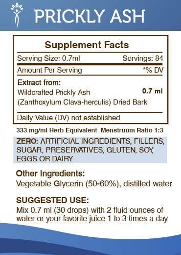 Miniatura 4 de Secrets of the Tribe Extracto líquido sin alcohol de ceniza espinosa, ceniza espinosa silvestre (Zanthoxylum Clava-herculis) Suplemento de tintura