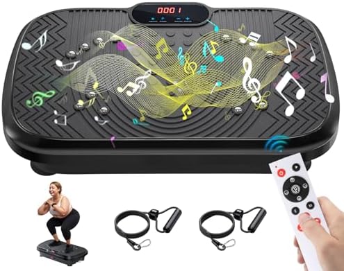 Vibration Plate Exercise Machine, Vibrating Plate for Lymphatic Drainage with 240 Adjustable Speeds, Full Body Vibration Plate Fitness Platform for Weight Loss, Bluetooth Music, Women and Men