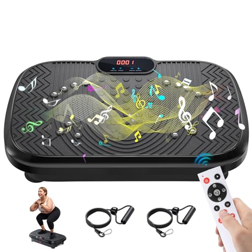 Vibration Plate Exercise Machine, Vibrating Plate for Lymphatic Drainage with 240 Adjustable Speeds, Full Body Vibration Plate Fitness Platform for Weight Loss, Bluetooth Music, Women and Men