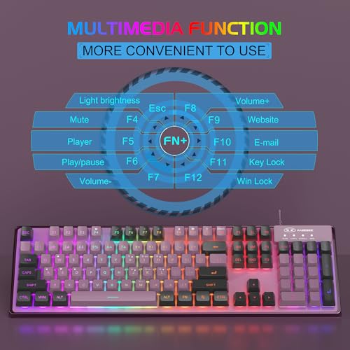 Image of Gaming Keyboard and Mouse Combo, K1 RGB LED Backlit Keyboard with 104 Keys, Gaming Keyboard for PC /Laptop (Currant)