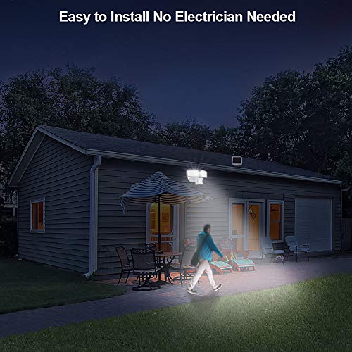 Solar Security Lights Outdoor, LED Solar Motion Sensor Light , GLORIOUS-LITE Rechargeable 1000lm Flood Light, 2400mAh Battery, 5500K, IP65 Waterproof for Garage, Yard, Porch, Entryways - White