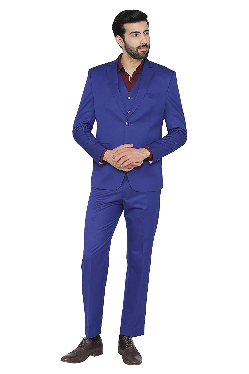 VYOM Enterprise Men Slim Fit Three Piece Suit Royal Blue Size 38-picture-18