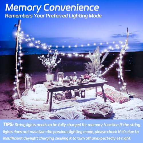 cshare Solar Lights Outdoor Garden, 1Pack 5M 50 LED Solar Fairy Lights Copper Wire 8 Modes Waterproof String Lights for Yard,Christmas Tree,Garden,Bedroom,Gate Indoor/Outside Decorations(Cool White) - Image 3