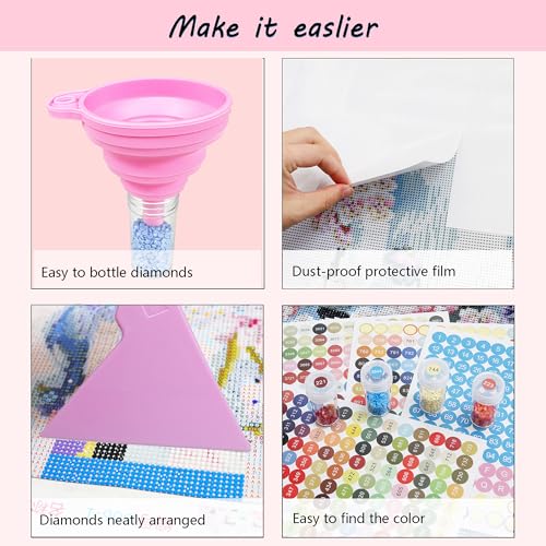 Image of Muzagroo Art Diamond Painting Storage Containers Diamond Art Storage Case with Accessories and Tools Portable Shockproof 60 Slots Organizer Case for Diamond Painting Kits Standard Set (Pink)