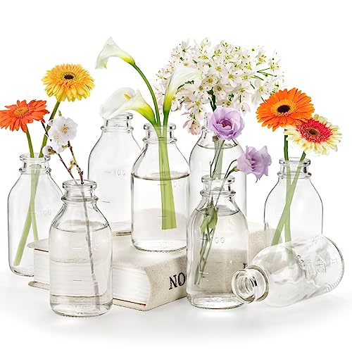 Okllen Set of 12 Glass Bud Vase, Small Milk Bottle...