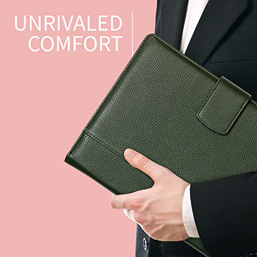 Image of Maruse Italian Leather Executive Padfolio, Folder Organizer with Magnetic Closure and Writing Pad, Handmade in Italy, Dark Green