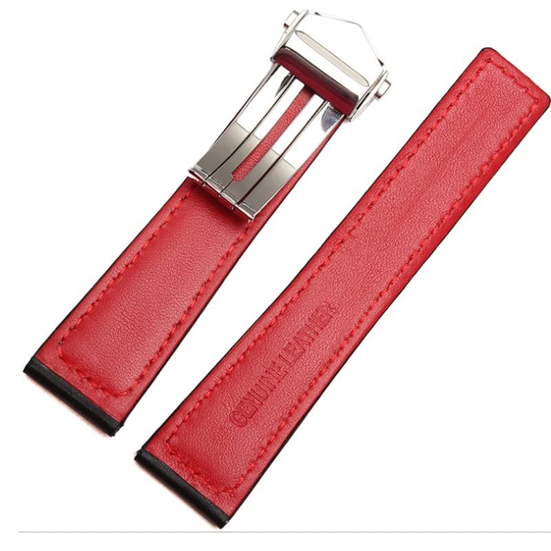 XMKT Pasek z prawdziwej skóry 22 mm do paska Tag Heuer F1 czerwone szwy Zegarki na rękę Składany pasek z klamrą Bransoletka Skórzany zegarek
