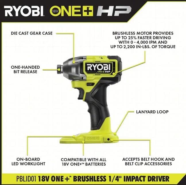 ONEAND HP 18V BRUSHLESS Cordless 1/4 in. Impact Driver Tool ONLY - Image 5
