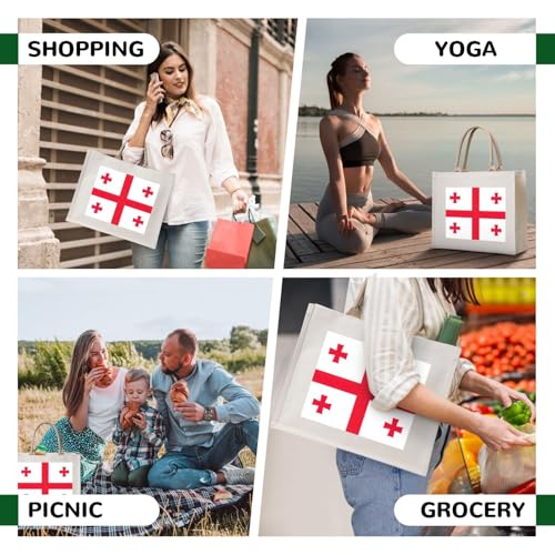 Sac de courses drapeau de la Géorgie réutilisable pour shopping et marché - 7