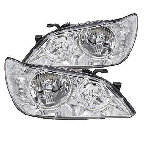 Spec-D Tuning Chrome Clear Headlights Front Lamps Compatible with Lexus Is300 2001-2005 L+R Pair Head Light Lamp Assembly
