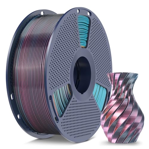 Image of SUNLU Silk PLA+ Filament 1.75mm, Chrome Like Gloss Finish, Smooth Silk Texture, Four Color Appearance from Different Angles, 1kg(2.2lbs) PLA Plus 3D Printer Filament, Red Yellow Green Black