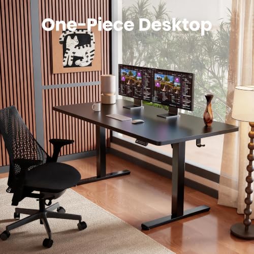 Image of ErGear Electric Standing Desk, 48 inch x 30 inch Whole Piece Desktop, Adjustable Height Computer Desk, 4 Height Memory Settings, Sit Stand Up Desk for Home Office, Black