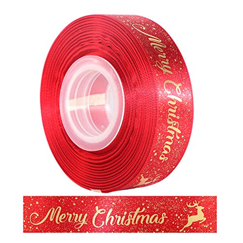 LOOGI Merry Christmas Ribbon 25 Yards, 5/8