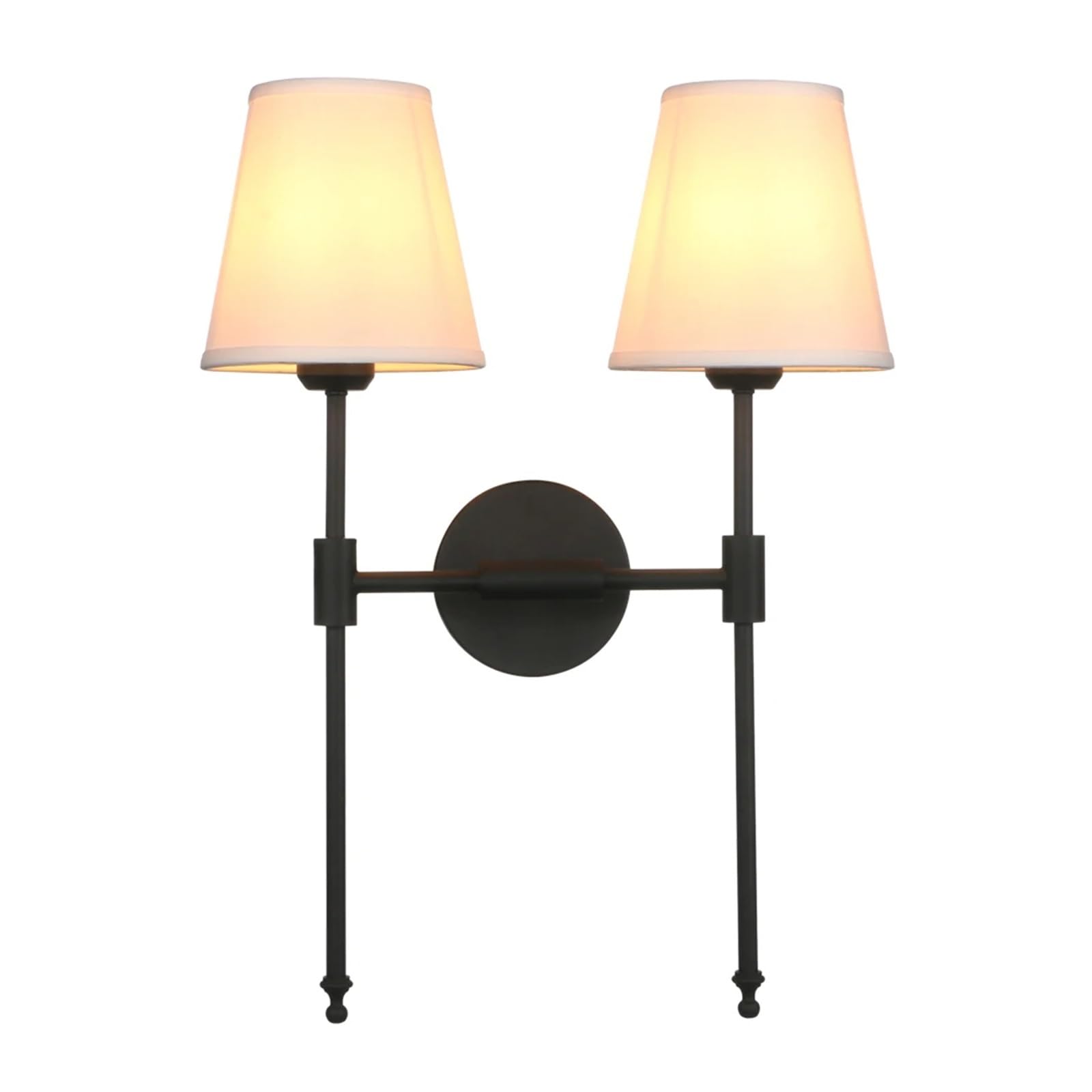 Lámpara colgante de techo rústica y aplique doble de 2 luces con brazo largo latón