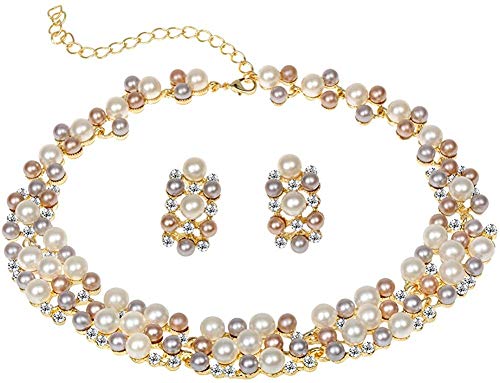 Pearl Studded Necklace Set with Earrings for Girls
