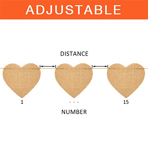 Thxtoms (15 Pcs) Heart-Shape Burlap Banner, Diy Custom Banners, Party Decor For Birthday, Wedding, Baby Shower And Graduation, 14.6Ft #TOP1