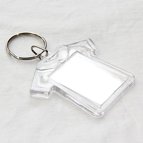King&Pig 50Pcs Key Chains Key Rings With Transparent Clear Picture Photo Frames Can Open Keychains(T-Shirt Shaped) #TOP7