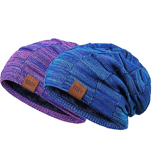 REDESS Beanie Hat Men's and Women's Winter Warm Knit Slouchy Thick Skullcap
