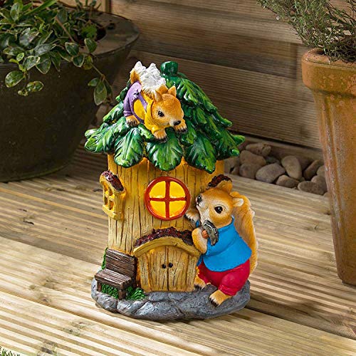 CHRISTOW Solar Powered Outdoor Gnome Light, LED Squirrel Garden Ornament, House Dwelling Decoration, Gift For Garden Lovers, 26cm To 28cm Tall