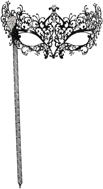 Success Creations Odette Large Jewel Laser-Cut Metal Venetian Masquerade Mask Mask on a Stick
