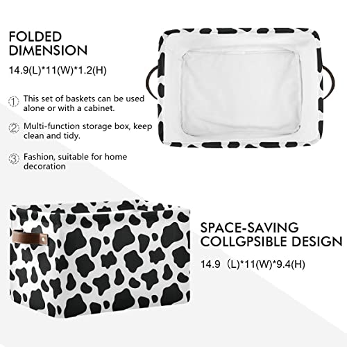 Storage Basket Cube Animal Milk Cow Print Large Collapsible Toys Storage Box Bin Laundry Organizer For Closet Shelf Nursery Kids Bedroom,15X11X9.5 In,2 Pack #TOP1