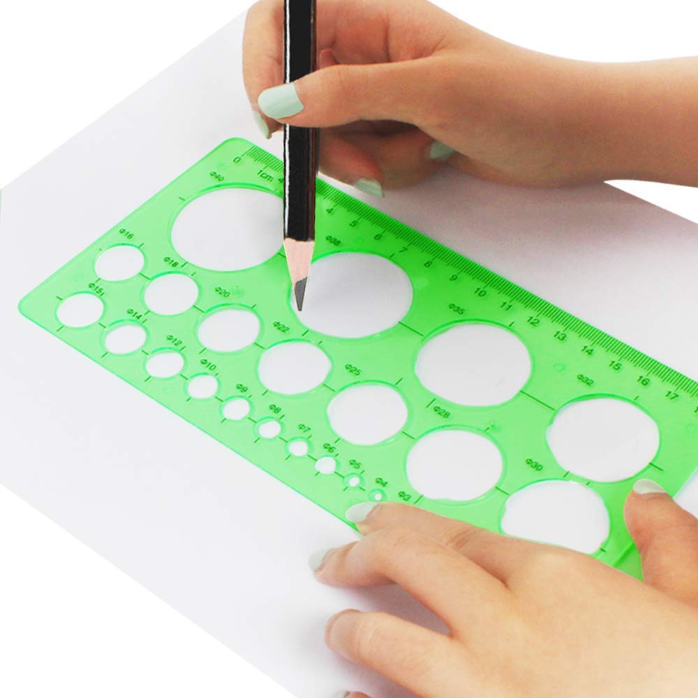 4 szt. Plastikowe Linijki Geometryczne z Wzorami Kół i Owalów do Szkoły i Biura