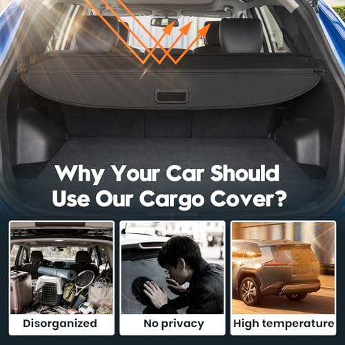 Image of Powerty Cargo Cover for 2015-2018 Hyundai Santa Fe Sport(Not for Santa Fe), Canvas Texture Trunk Cover Privacy Screen Rear Security Shade for Santa Fe Sport Accessories