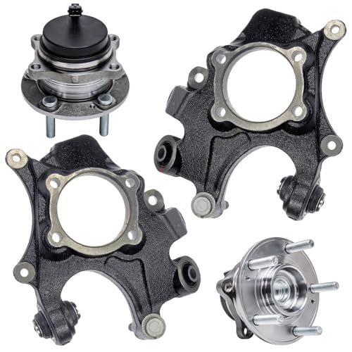 Image of Detroit Axle - 4pc FWD Rear Knuckles Kit for 2007-2009 Hyundai Santa Fe 2007-2012 Veracruz, 2008 Passenger and Driver Side Steering Knuckles Wheel Bearing Hubs Assembly Replacement