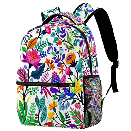 Sac à dos léger fleurs colorées pour livres d'école des garçons et filles