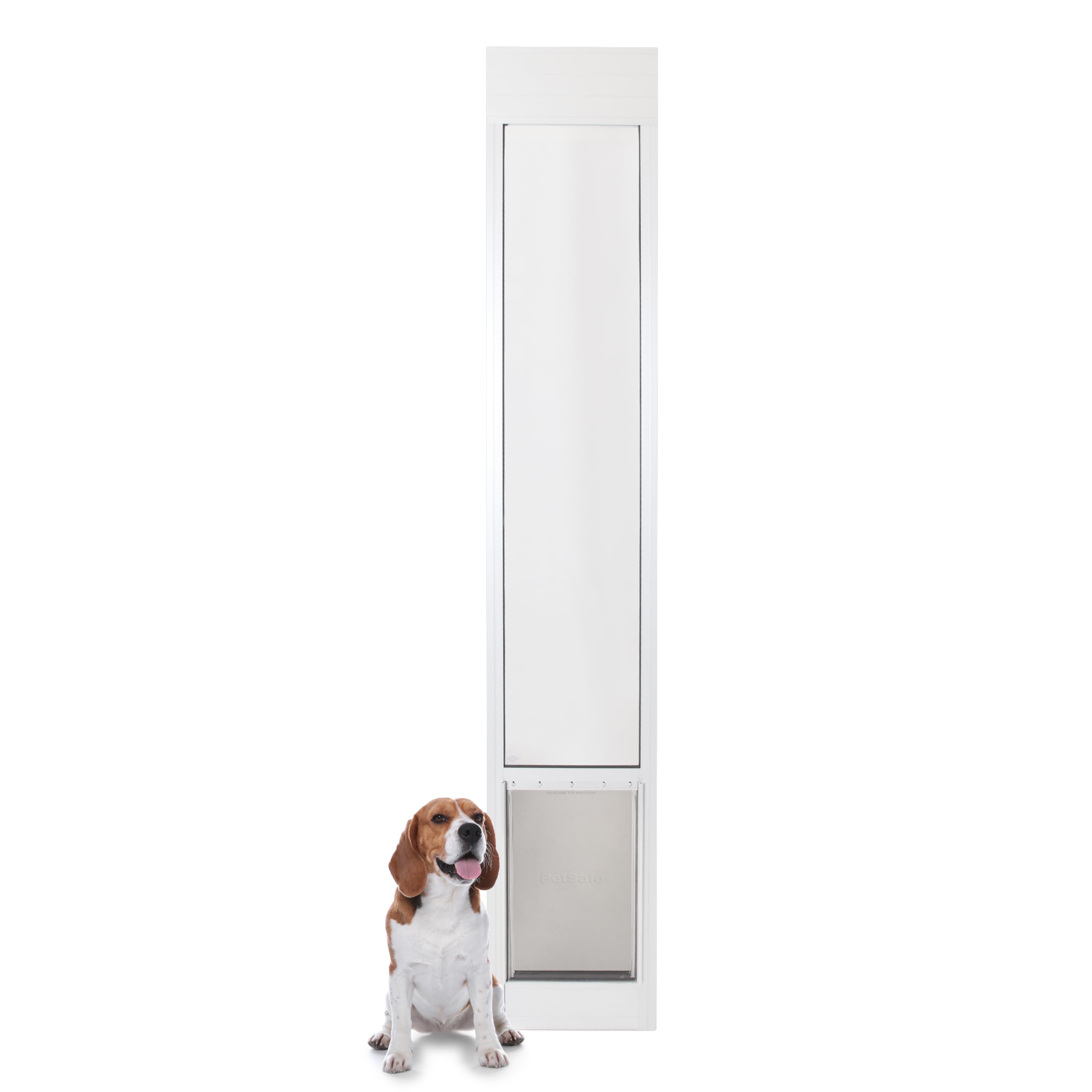 PetSafe Sliding Glass Pet Door - No-Cut DIY Install Doggy Door for Renters - Aluminum Frame - Adjustable Height 75 7/8" to 80 11/16" - Ideal for Large Dogs Up to 100 lb - White