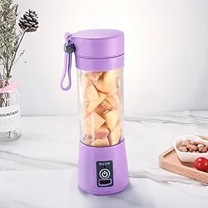 SILNOVO 380ml USB Electric Fruit Juicer Smoothie Maker Juice Cup Purple 6 Blades