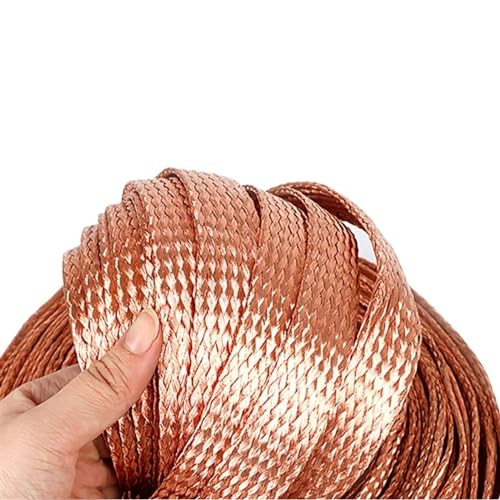 Cable Flexible 1 Meter Signal Shielded Cable, Pure Copper Conductive Tape, High Flexibility 1.5mm - 12mm 4mm - 20mm Width, Bare Ground Braid Wire Extension Connector (Size : 1 Meter, Color : 18mm W