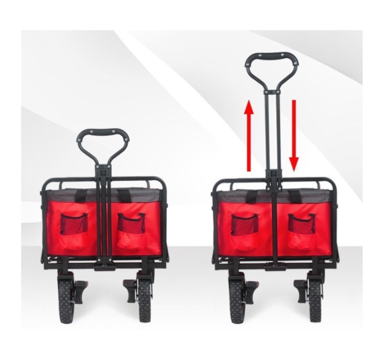 Carrito plegable para exteriores, asa ajustable, carrito con ruedas para camping, playa, compras, deportes y festivales, diseño resistente para un fácil transporte
