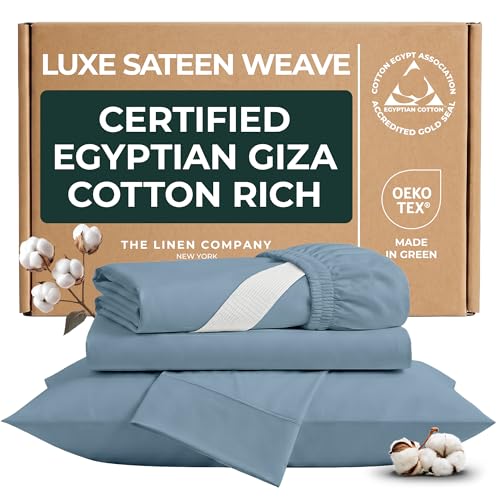 Certified Egyptian Cotton Sheets Queen Size Set Optimally Blended with Long Staple Cotton...