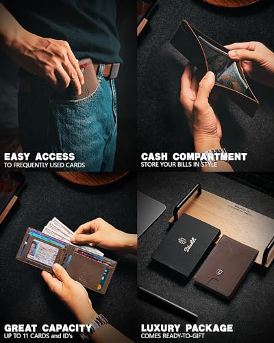Zitahli Wallet for Men, Mens Wallet, Slim Leather Bifold, RFID Blocking 11 Card Holder Slots Gift Box2
