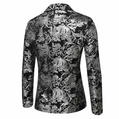 Veste blazer homme argentée coupe slim style coréen pour performance