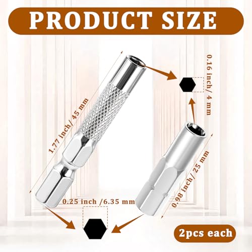 4 Pcs Hex Bit Holder, Impact Driver Socket Adapter, Hex to 1/4 Drive Adapter, Drill Bit Adapter for Quick Bit Change, Sockets, Screwdriver Converter