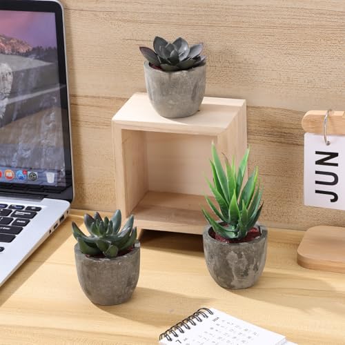 OUNONA 3 Stück künstliche Pflanzentöpfe im Topf, Verschiedene Sukkulenten, Kaktus, künstliche Simulation, Wanddekoration, Home Garden Grün