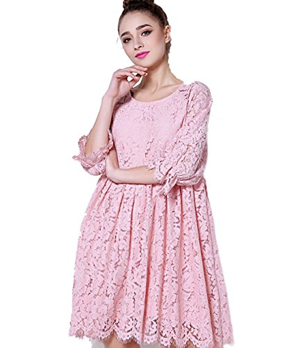 Robe en Dentelle Rose YALI la Solution Confort pour Silhouette XL