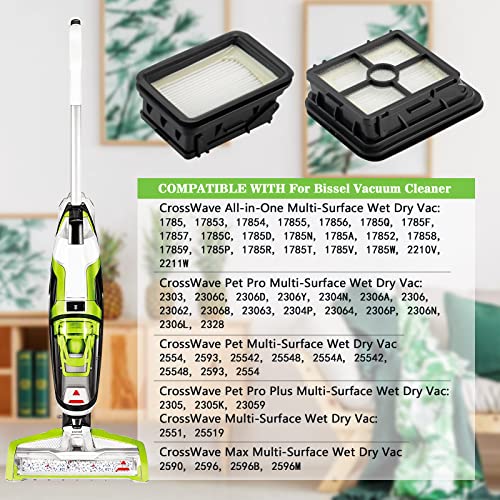 6 Pack 1866 Vacuum Filter Replacement for Bissell Crosswave Pet Pro and Cordless Max 2306A 1785 1785A 2211W 2554 2590 2593 2596 Filter Compare to Part 1608684 LUXRILIX