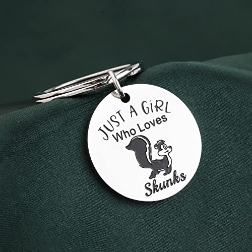 PLITI Skunk Gift Skunk Lover Gift Skunk Girl Gift Skunk Owner Gift Skunk Mom Gift Just A Girl Who Loves Skunks Keychain 6