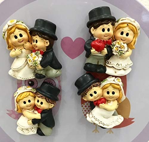 12 PEZZI Calamita Magnete Sposi Sposini in resina