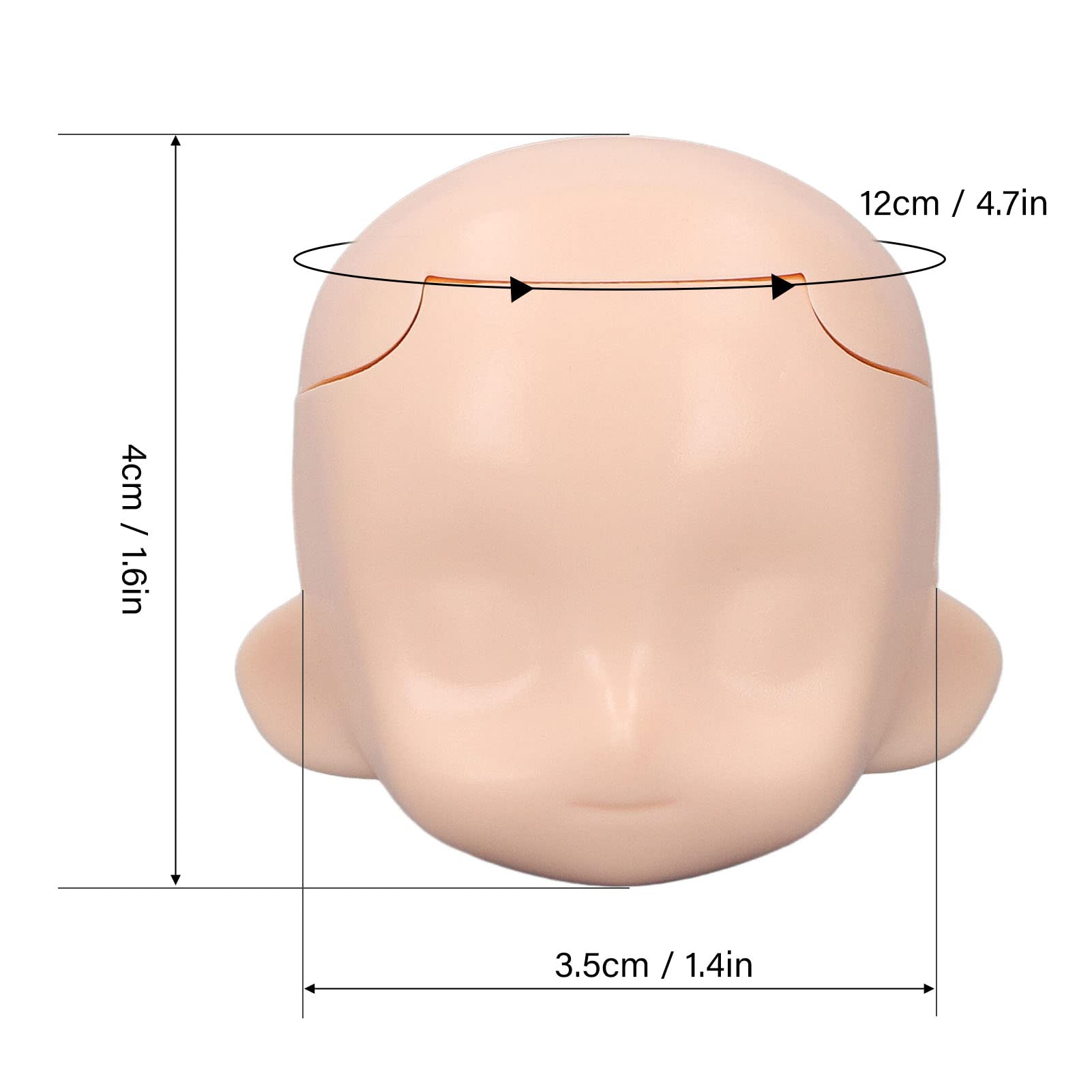 1/12 Scale Blank Doll Head For Ball Jointed Dolls - Removable Plastic Cement Head For Custom Makeup (Coffee Color)-980456