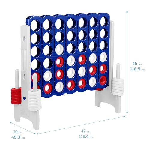 Image of ECR4Kids Jumbo 4-to-Score Giant Game with 42 Rings and Reset Sliders, Kids Games, Red /White /Blue