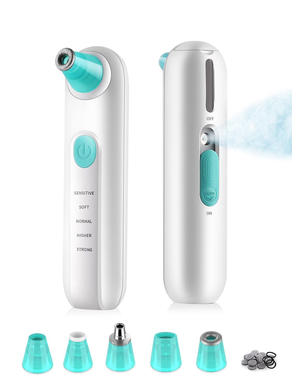 NEWDERMO 2-in-1 Microdermabrasion Machine Facial Diamond Pore Suction Machine Blackhead Remover Vacuum Salon-Level Dermabrasion at Home (Green and White)