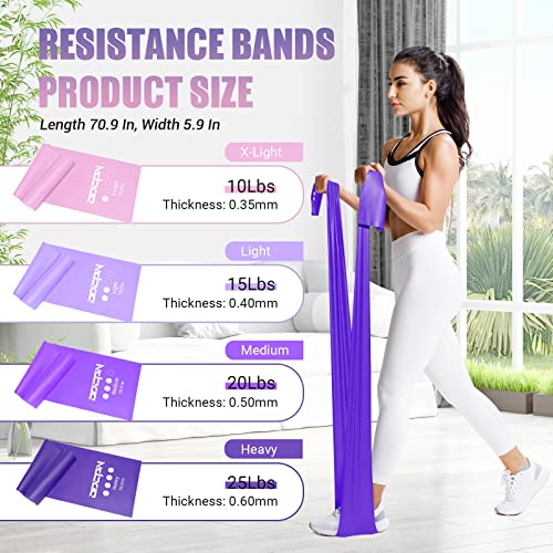 Resistance Bands For Physical Therapy Women, Extended 5.9Ft Exercise Stretch Bands For Yoga, Pilates, Rehab, Fitness And Strength Training, Elastic Workout Bands With Training Poster(Purple) #TOP3