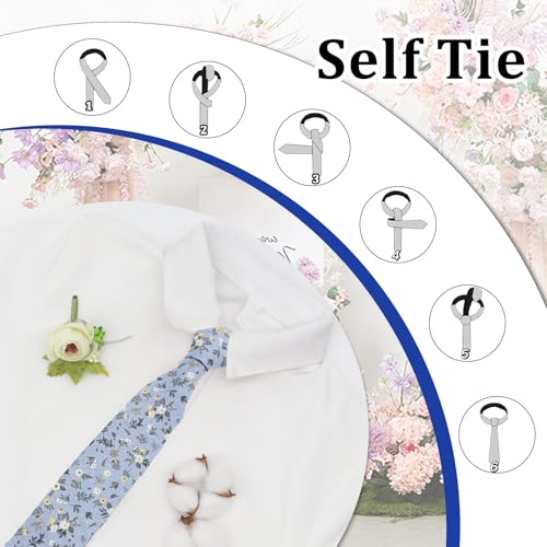 Image of Luckyvestir Ties for Men, Sage Green Cotton Floral Tie 2.76 inch Flower Printed Men's Neckties for Wedding /Groomsmen /Suit /Party