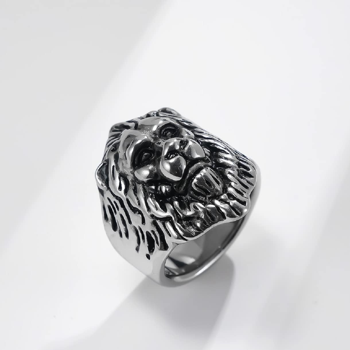 Animal Lion Head Ring, Rock Lion Ring for Men, Vikings Lion Ring Silver Lion Head Jewelry, Wild Lion Ring Gothic Lion Face Ring with Mane Punk Lion Amulet Ring for mens - Image 2
