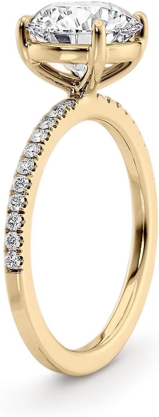 1/2/3 CT Center Moissanite Engagement Rings for Women, 10K/14K/18K Solid Gold Round/Oval/Pear/Princess/Cushion/Marquise/Emerald/Radiant Cut Bridal Set Wedding Anniversary Band for Her Wife